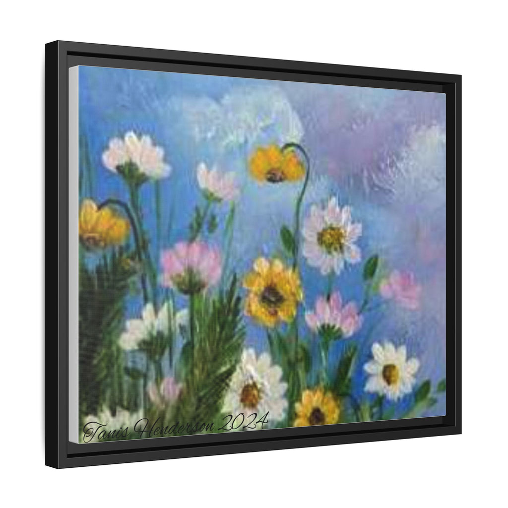 Framed Floral Meadow Canvas Print — Daisies & Wildflowers Art