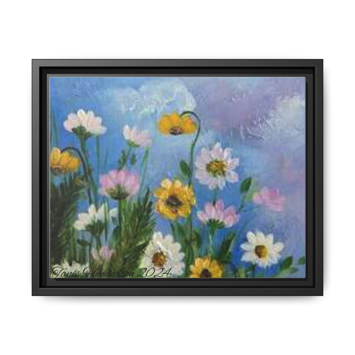 Framed Floral Meadow Canvas Print — Daisies & Wildflowers Art