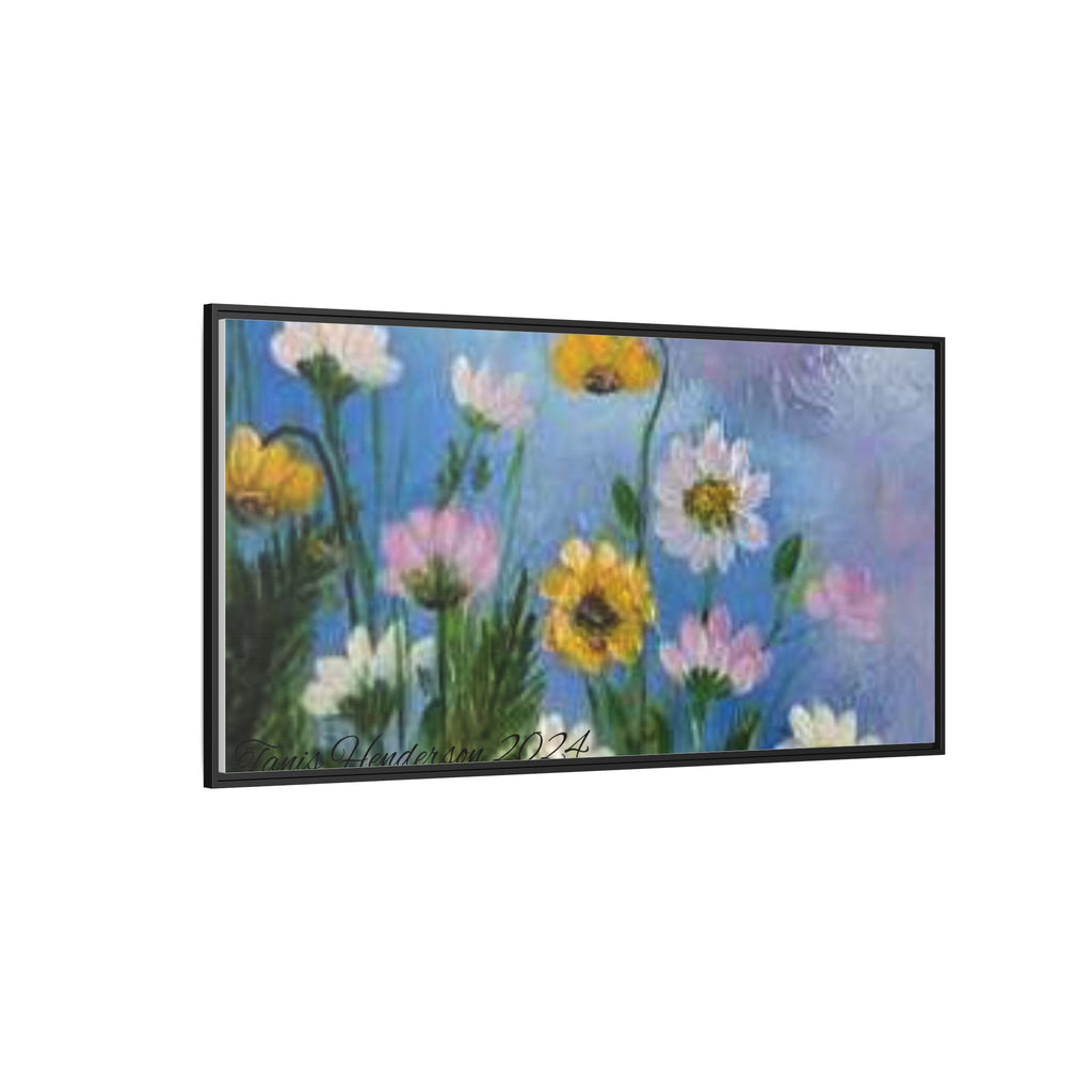 Framed Floral Meadow Canvas Print — Daisies & Wildflowers Art