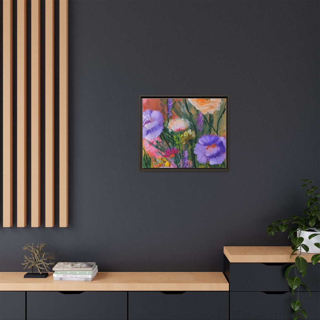 Framed Floral Canvas Print — Colorful Wildflower Bouquet Art