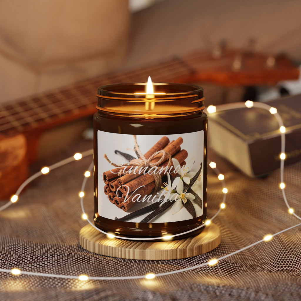 Cinnamon Vanilla Soy Candle — Scented Amber Jar (Multi-Size)