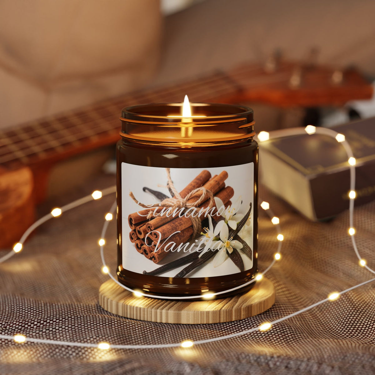 Cinnamon Vanilla Soy Candle — Scented Amber Jar (Multi-Size)