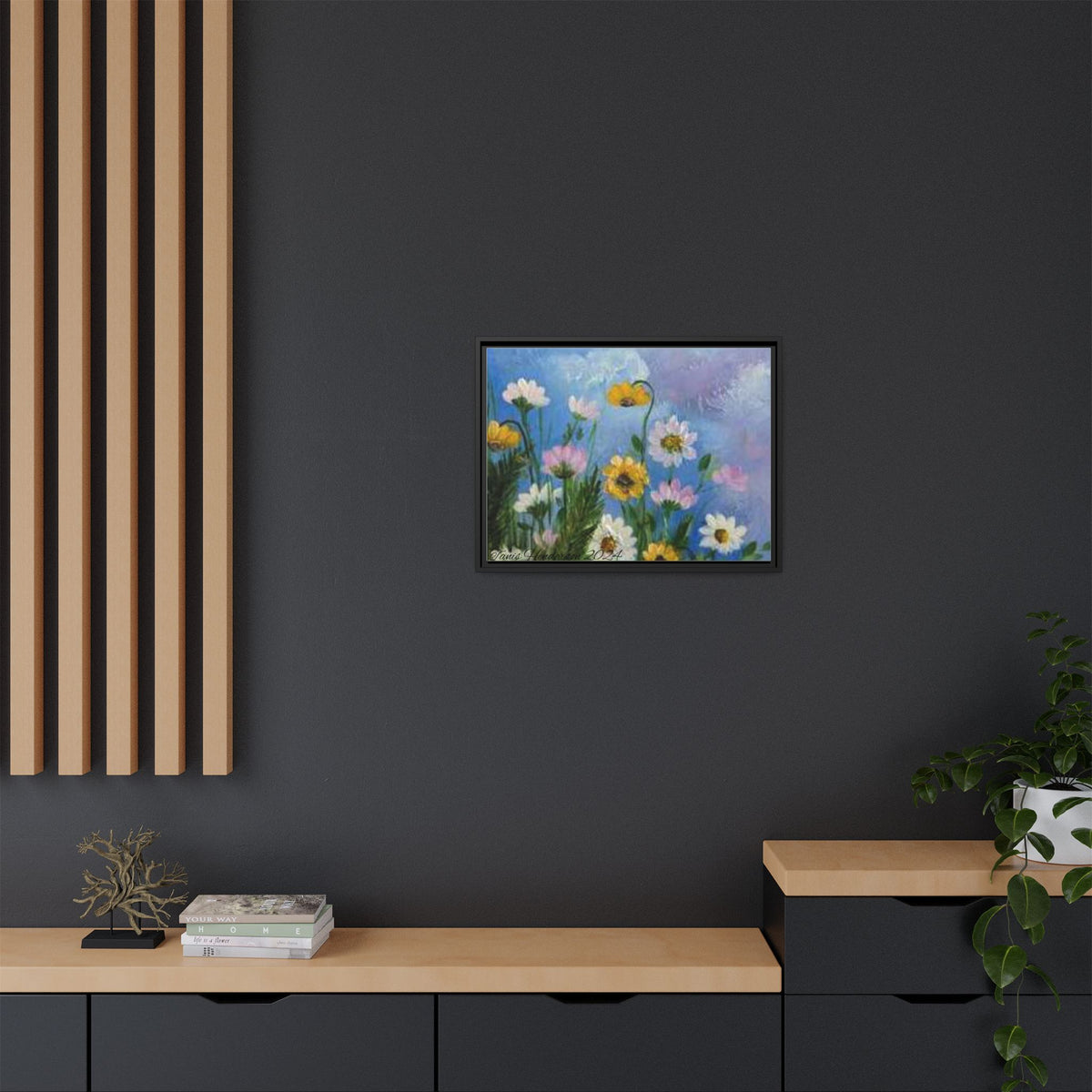 Framed Floral Meadow Canvas Print — Daisies & Wildflowers Art