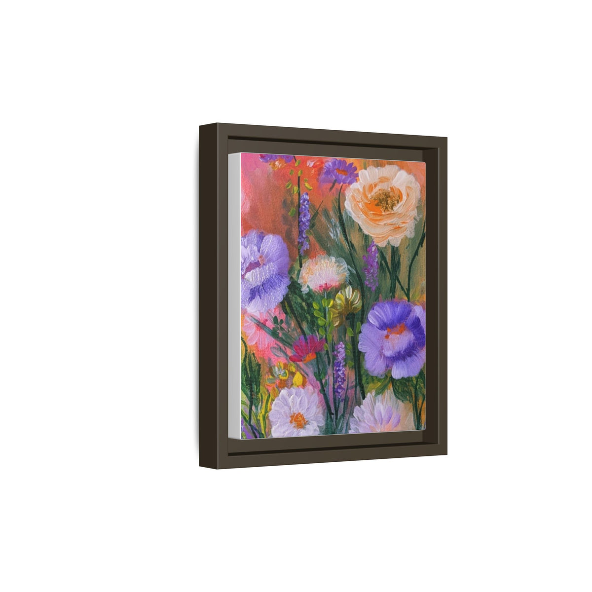 Framed Floral Canvas Print — Colorful Wildflower Bouquet Art