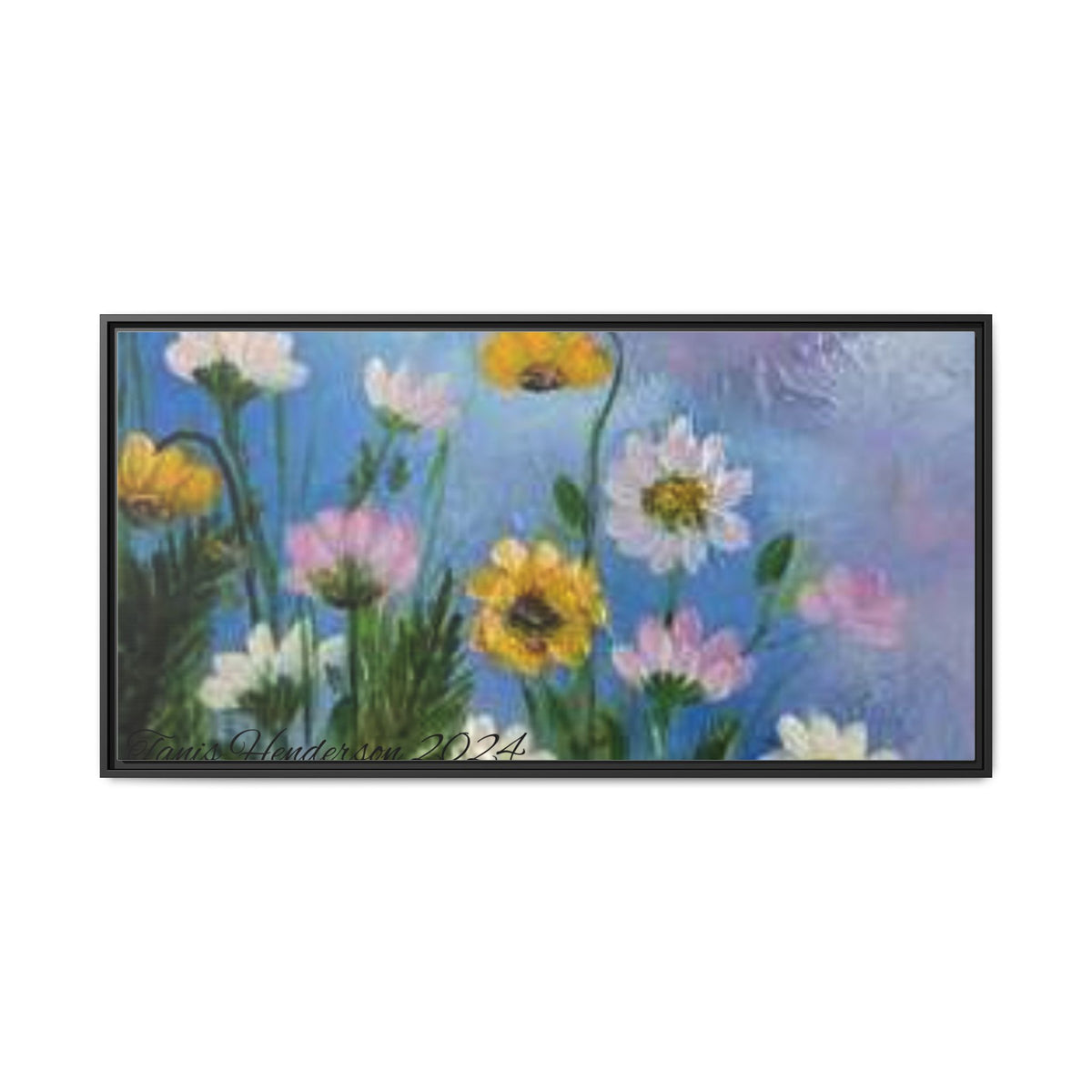 Framed Floral Meadow Canvas Print — Daisies & Wildflowers Art