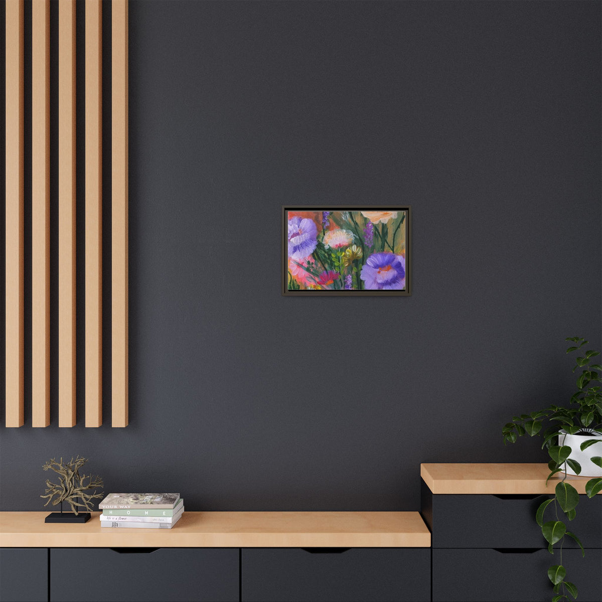 Framed Floral Canvas Print — Colorful Wildflower Bouquet Art