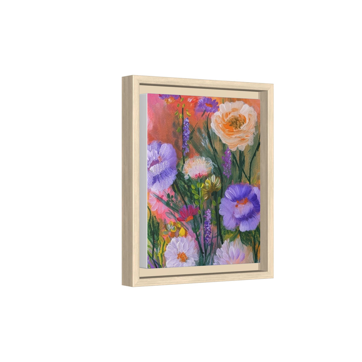 Framed Floral Canvas Print — Colorful Wildflower Bouquet Art