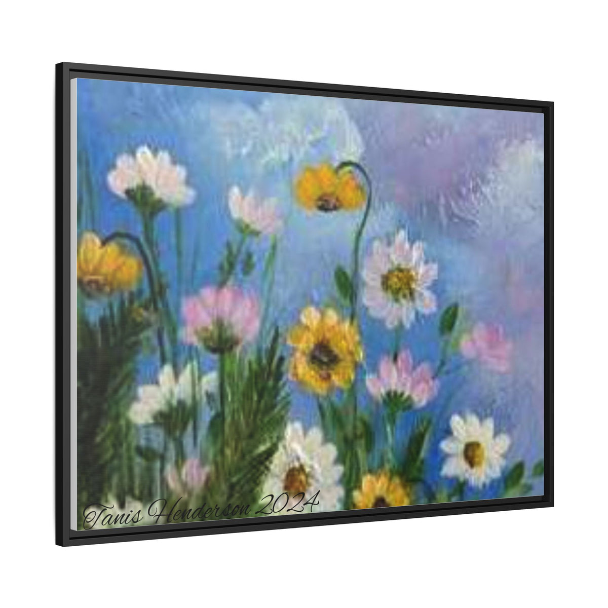 Framed Floral Meadow Canvas Print — Daisies & Wildflowers Art