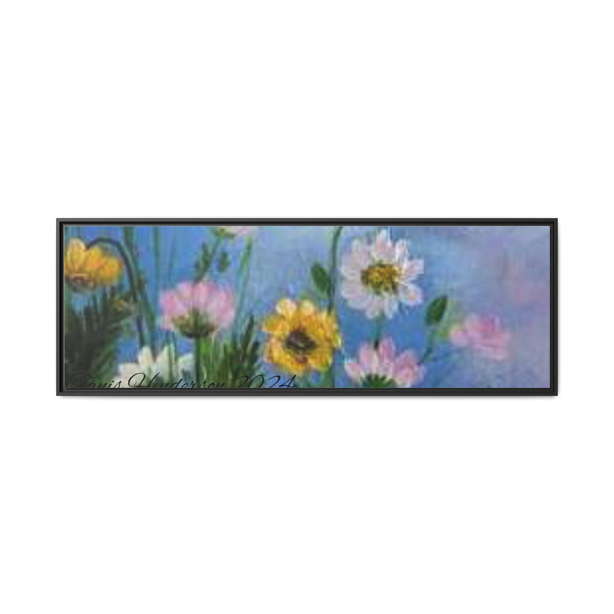 Framed Floral Meadow Canvas Print — Daisies & Wildflowers Art