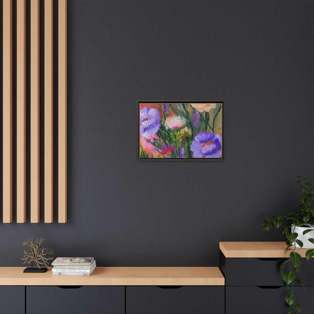 Framed Floral Canvas Print — Colorful Wildflower Bouquet Art