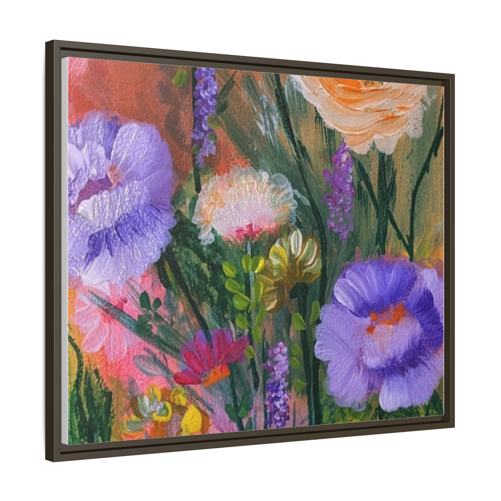 Framed Floral Canvas Print — Colorful Wildflower Bouquet Art