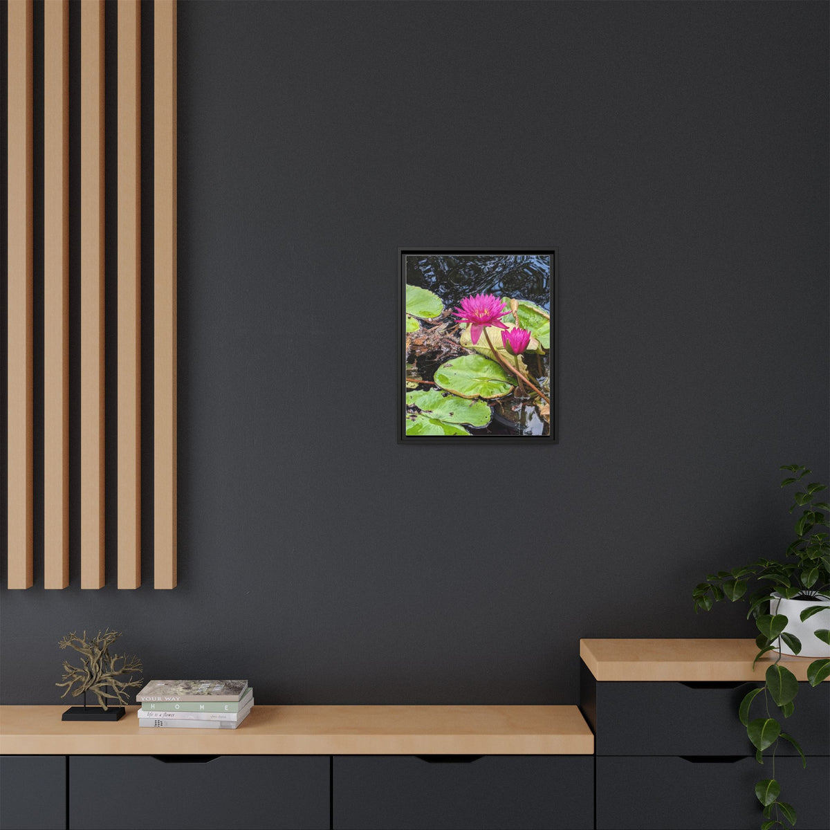 Pink Water Lily Matte Canvas Print (Framed)