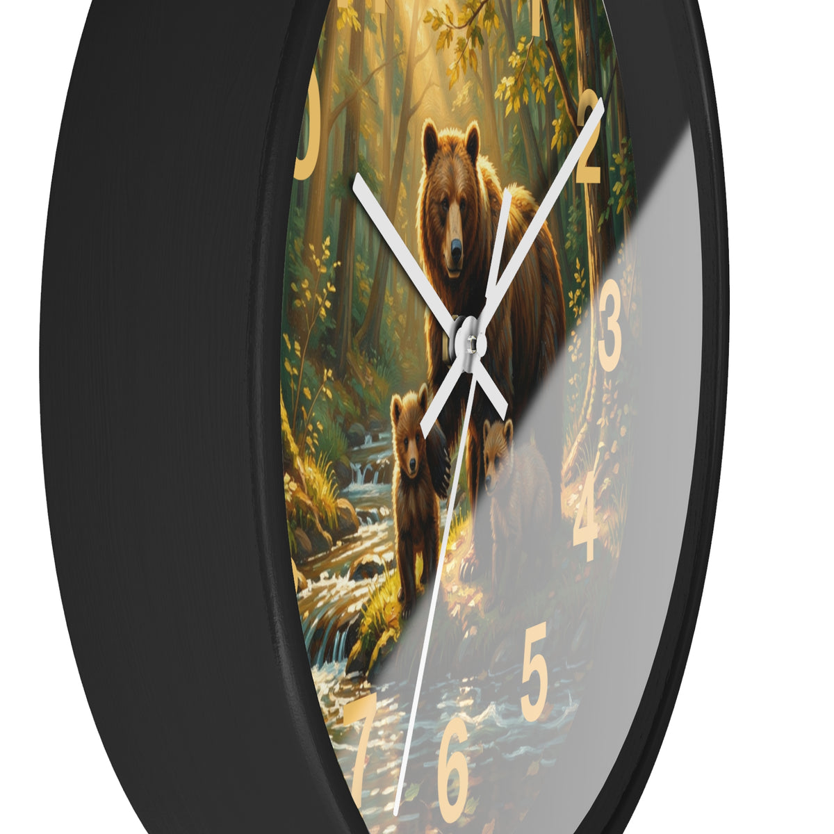 Bear Family Forest Wall Clock – Woodland Mom & Cubs Nature Decor