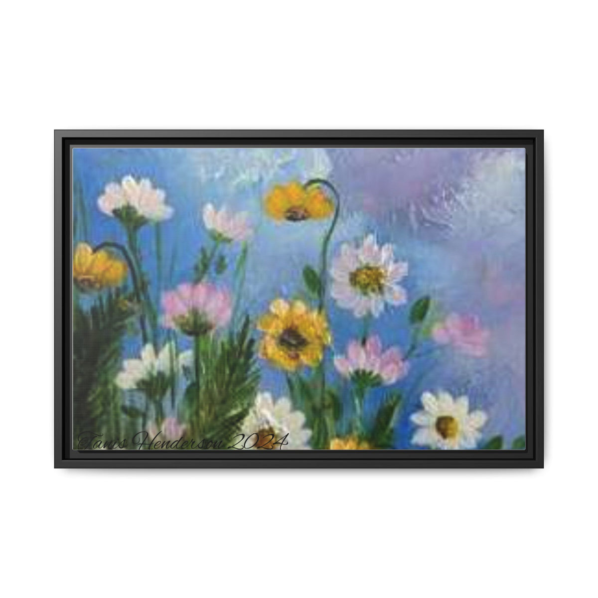 Framed Floral Meadow Canvas Print — Daisies & Wildflowers Art