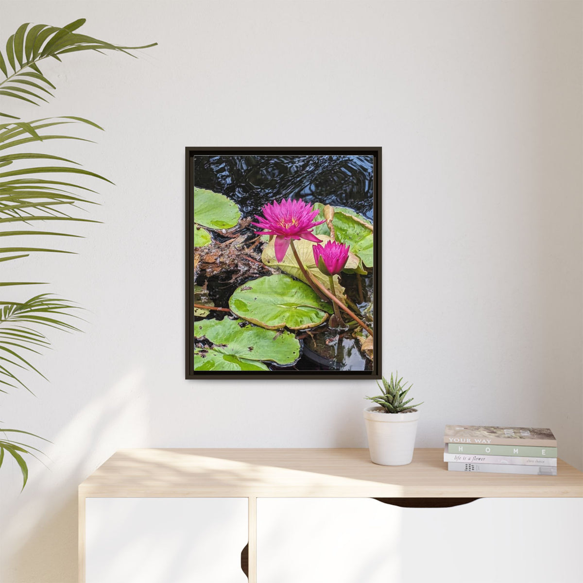 Pink Water Lily Matte Canvas Print (Framed)