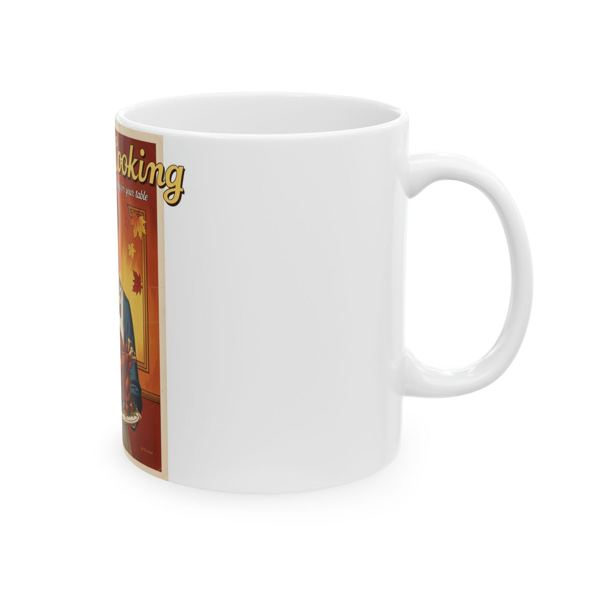 Farmhouse Cooking Ceramic Mug — Retro Thanksgiving Turkey Kitchen Coffee Cup (11oz/15oz)