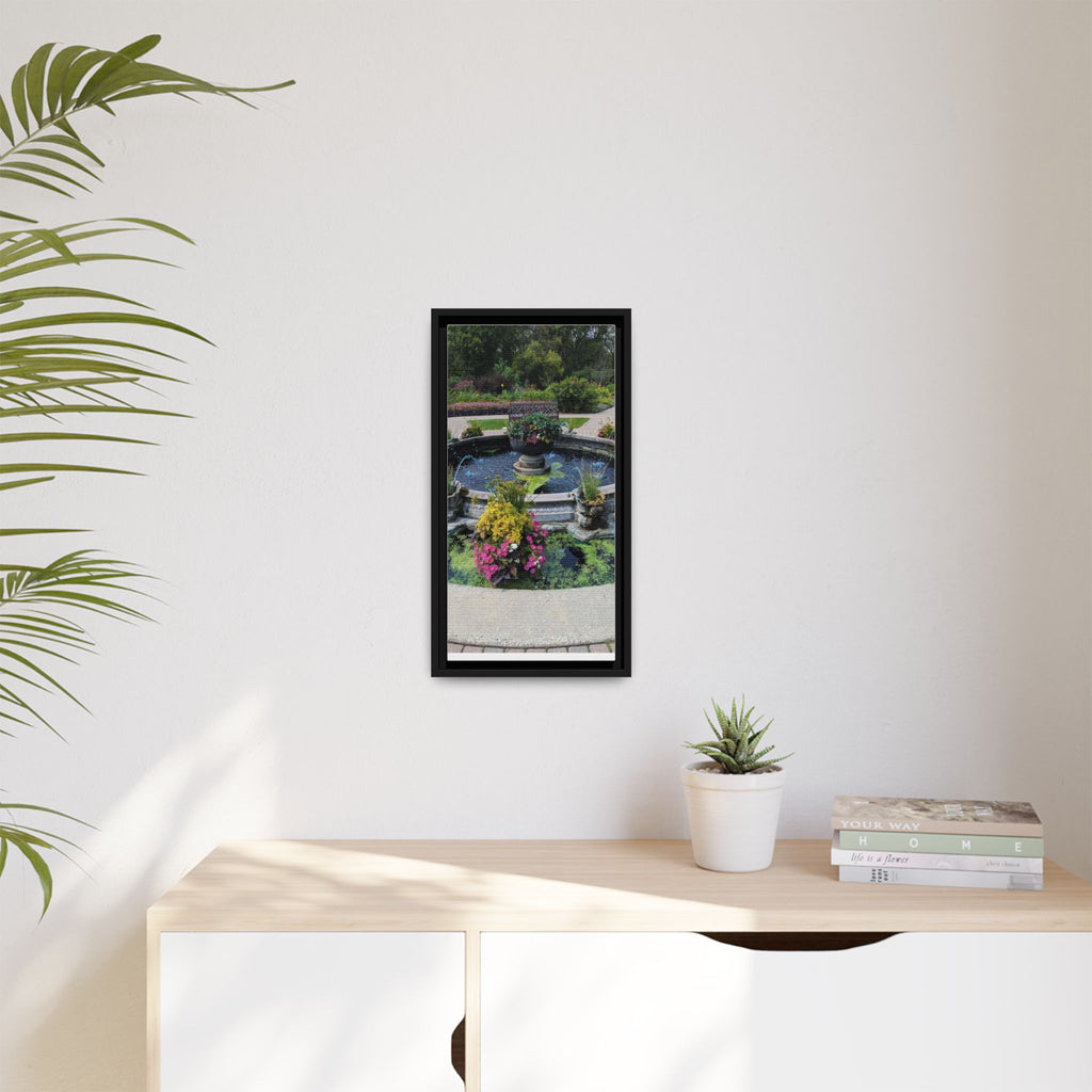 Framed Matte Canvas Fountain Garden Print