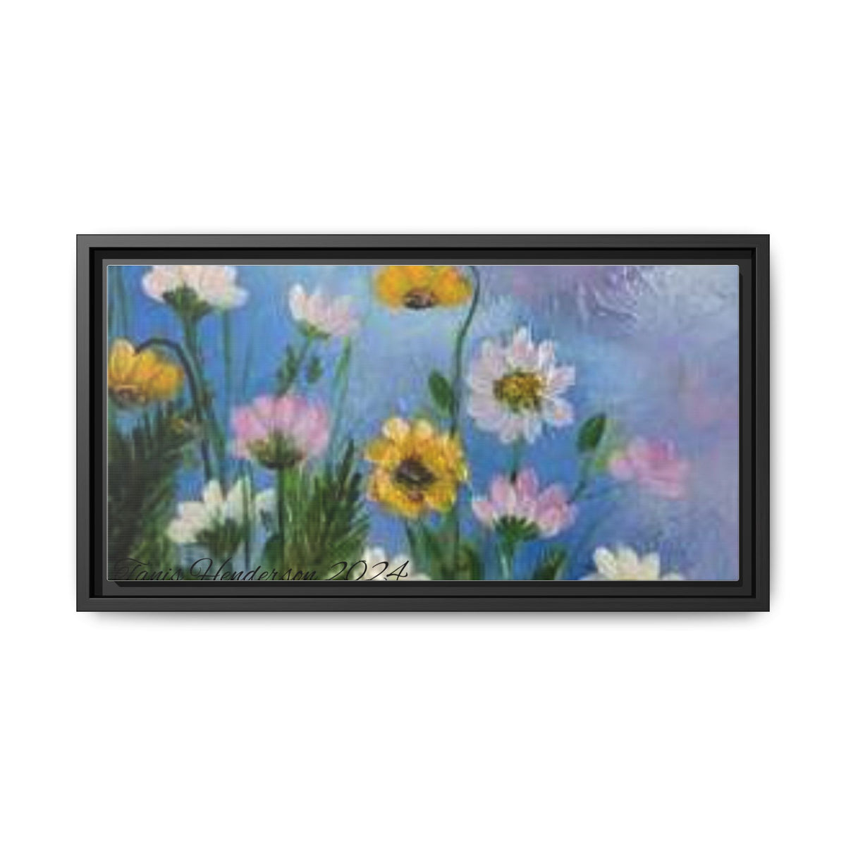 Framed Floral Meadow Canvas Print — Daisies & Wildflowers Art