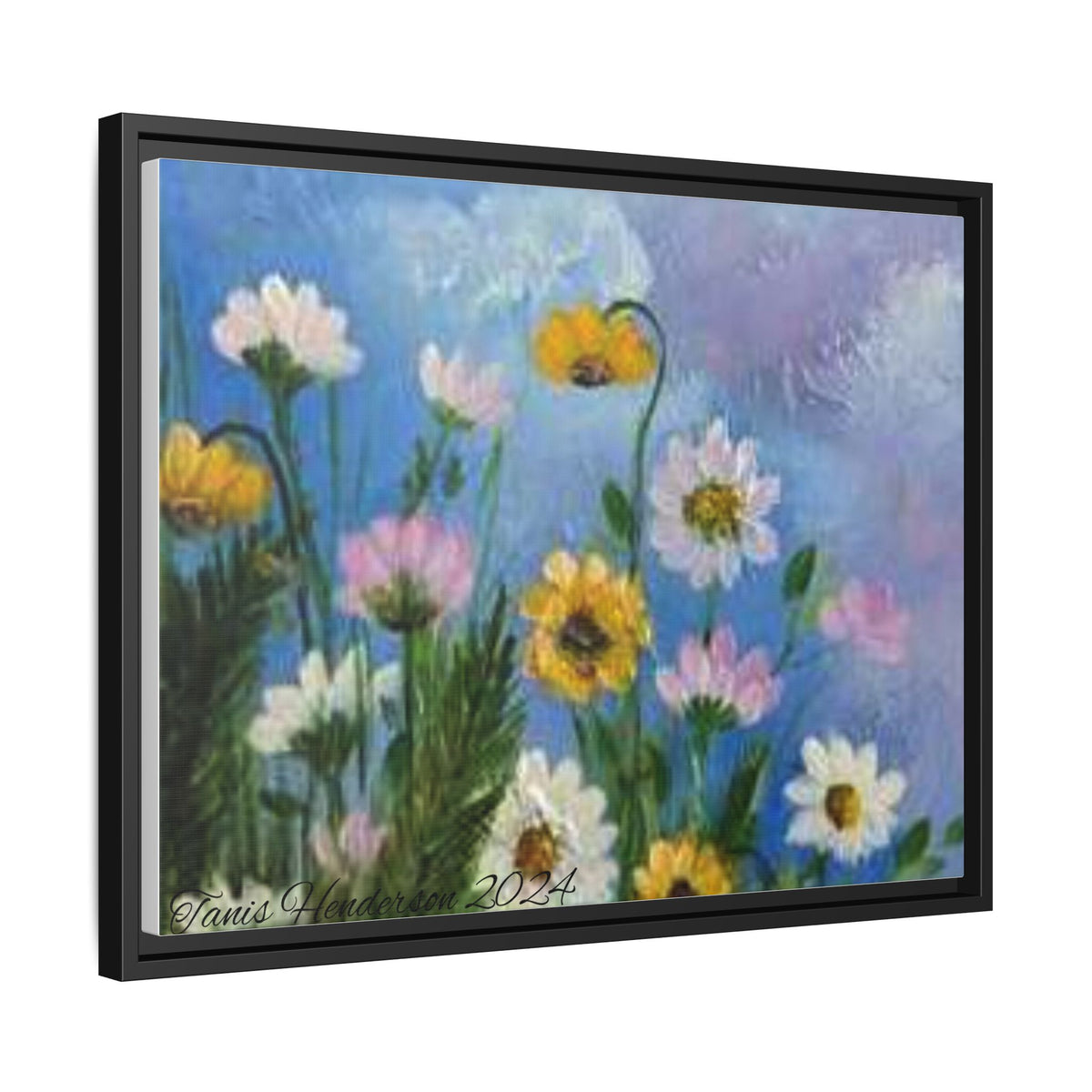 Framed Floral Meadow Canvas Print — Daisies & Wildflowers Art