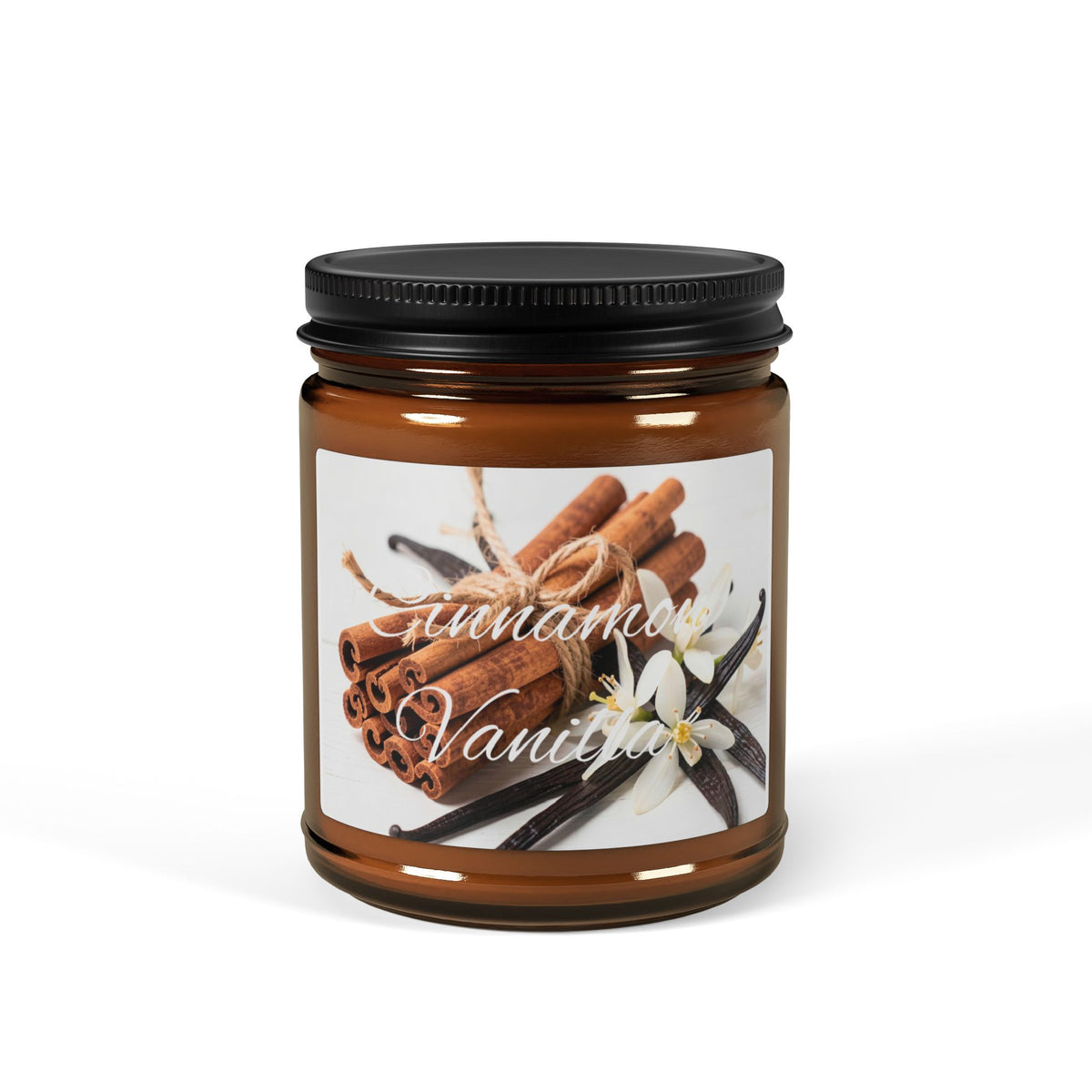Cinnamon Vanilla Soy Candle — Scented Amber Jar (Multi-Size)