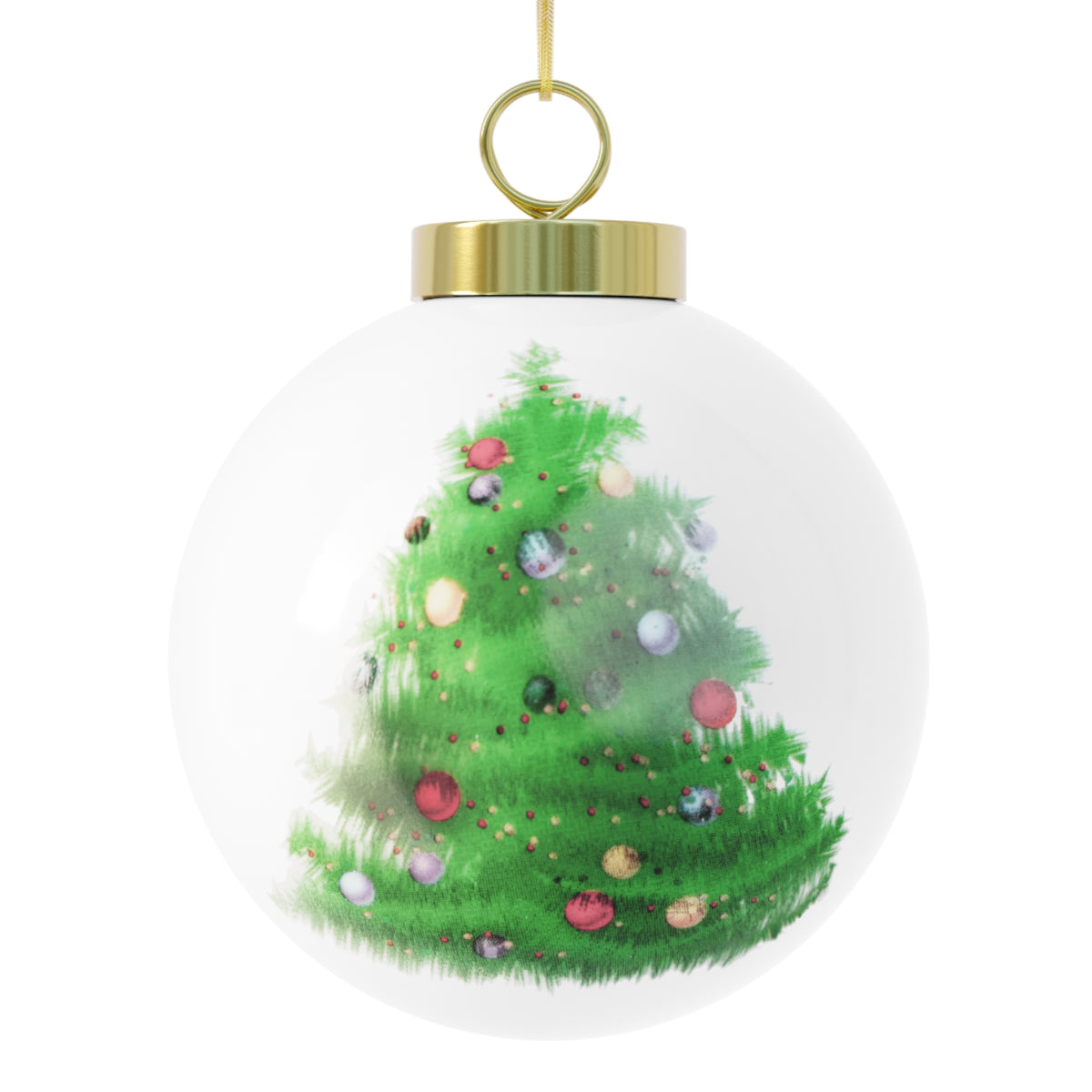 Classic Christmas Tree Ball Ornament — Festive Poinsettia & Candle Holiday Decoration