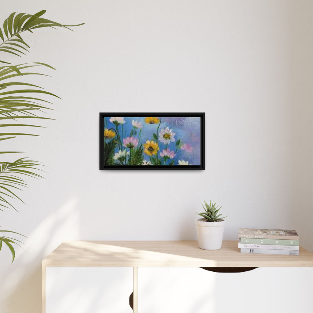 Framed Floral Meadow Canvas Print — Daisies & Wildflowers Art