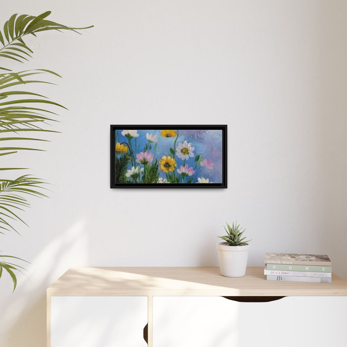 Framed Floral Meadow Canvas Print — Daisies & Wildflowers Art