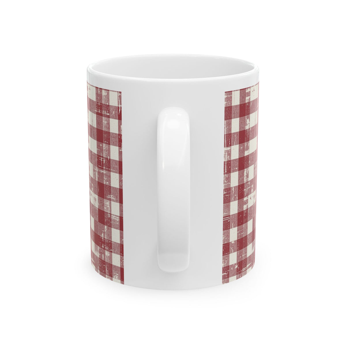 Red Buffalo Plaid Ceramic Mug — Rustic Farmhouse Coffee Cup (11oz & 15oz)