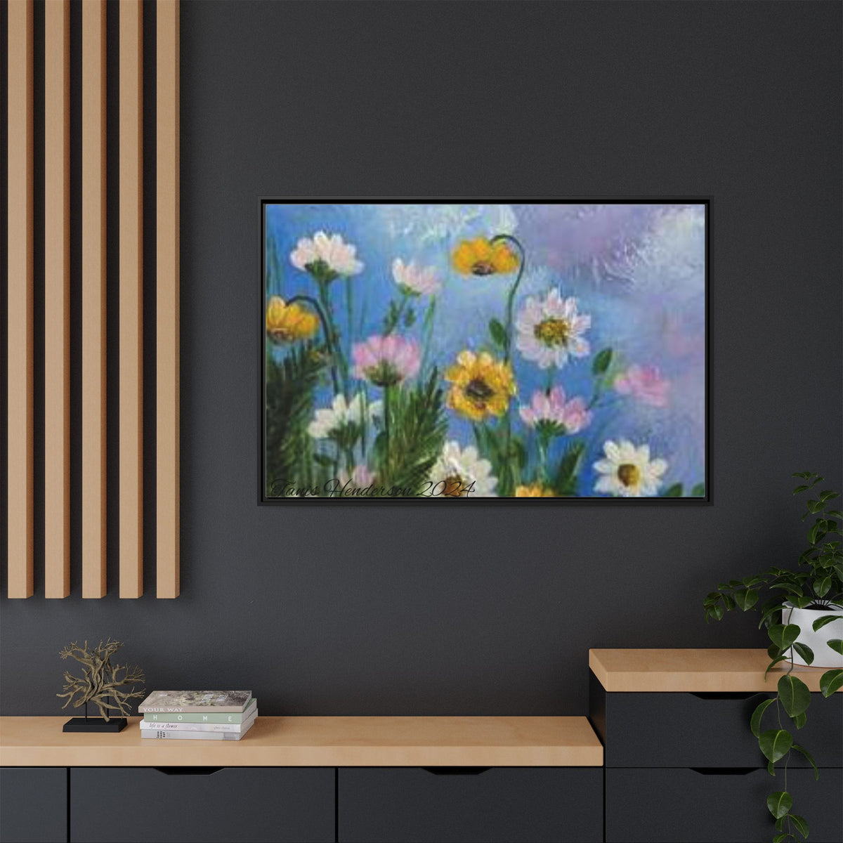 Framed Floral Meadow Canvas Print — Daisies & Wildflowers Art