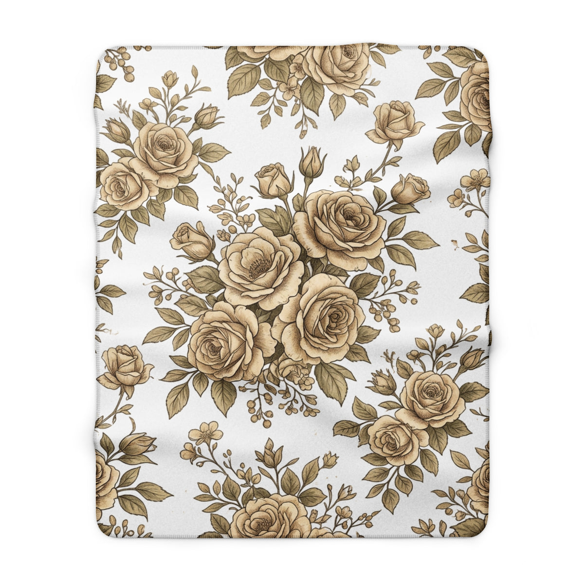 Golden Rose Sherpa Blanket — Cozy Floral Fleece Throw