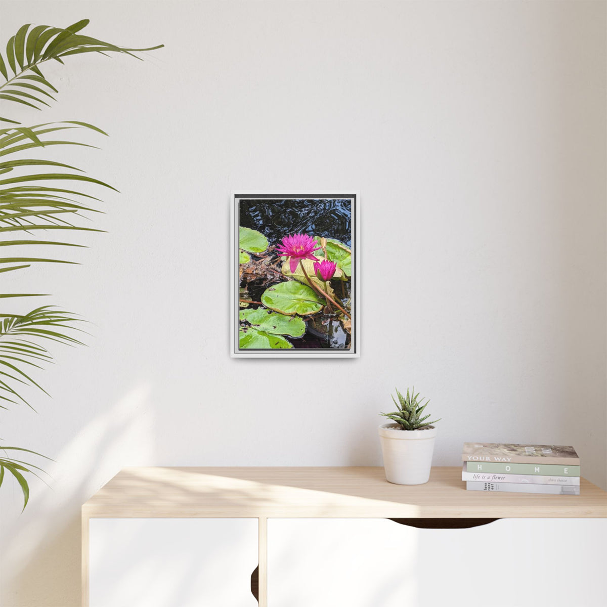 Pink Water Lily Matte Canvas Print (Framed)