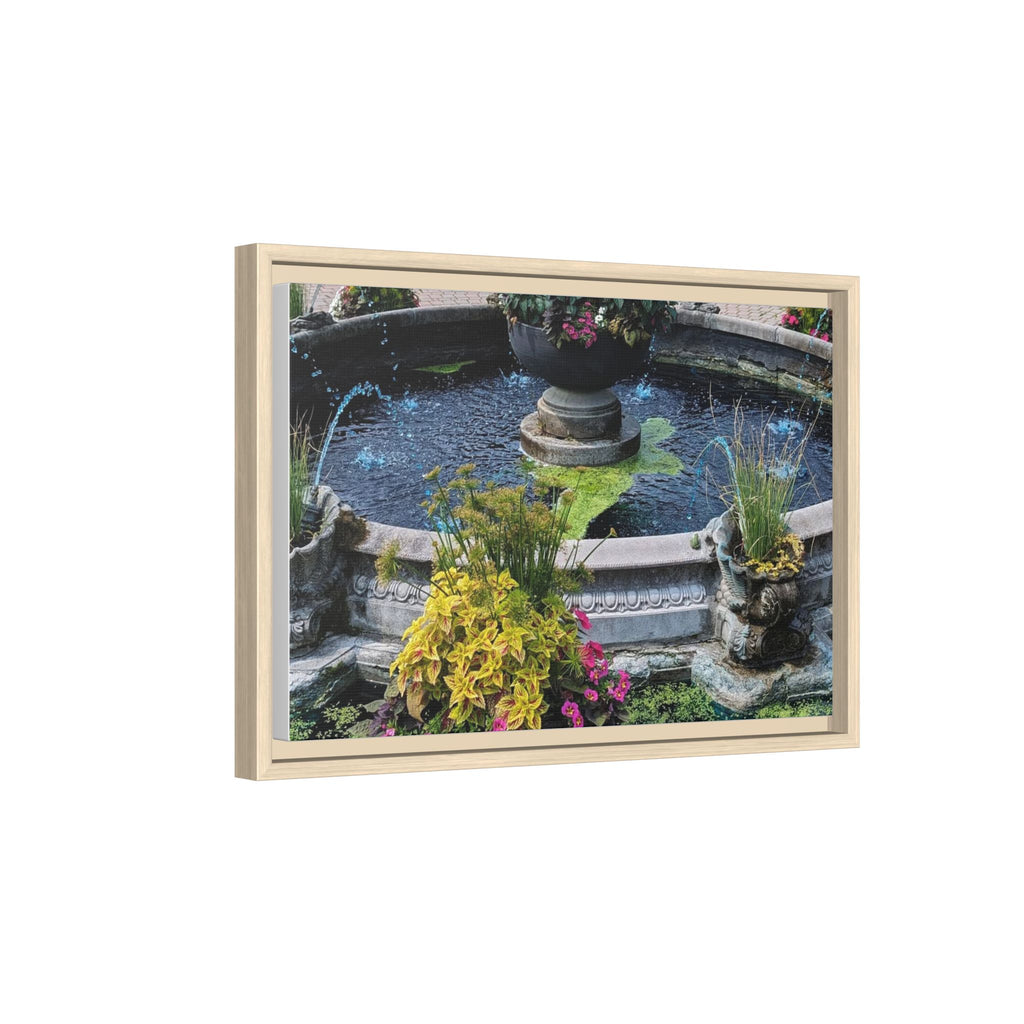 Framed Matte Canvas Fountain Garden Print