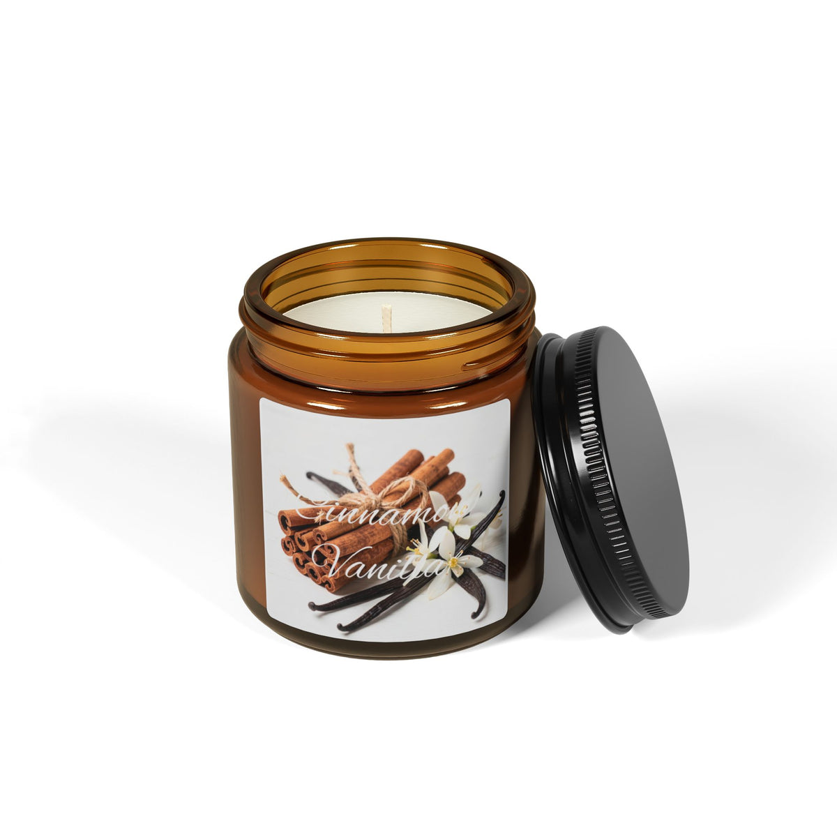 Cinnamon Vanilla Soy Candle — Scented Amber Jar (Multi-Size)
