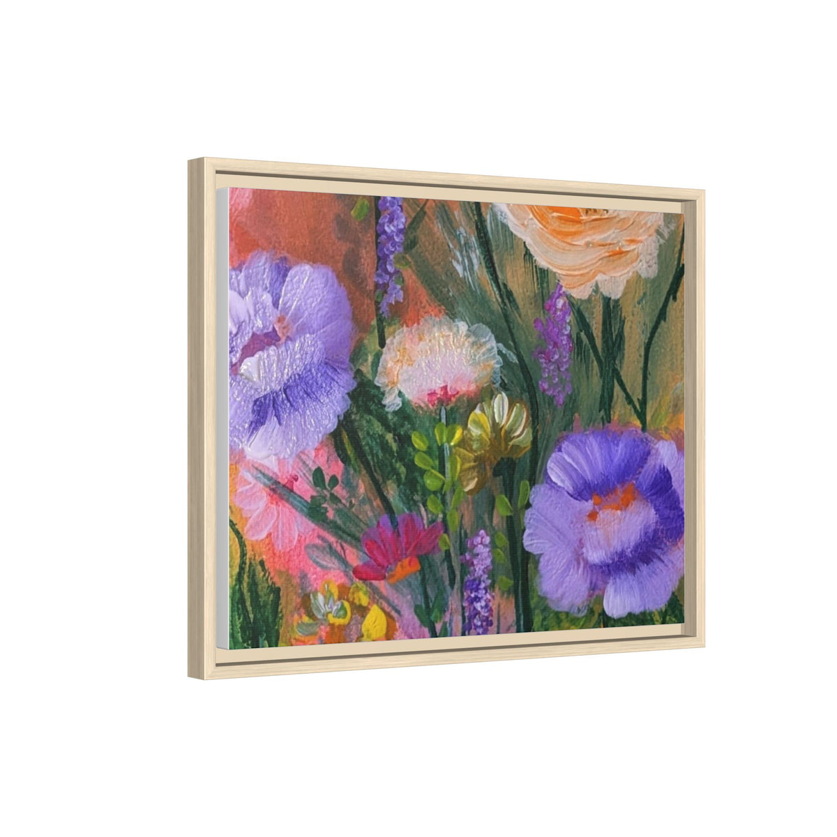 Framed Floral Canvas Print — Colorful Wildflower Bouquet Art
