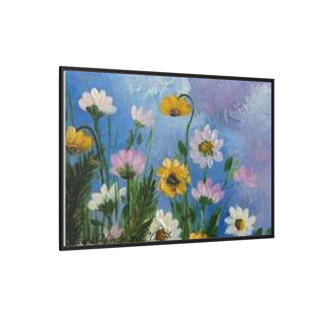 Framed Floral Meadow Canvas Print — Daisies & Wildflowers Art