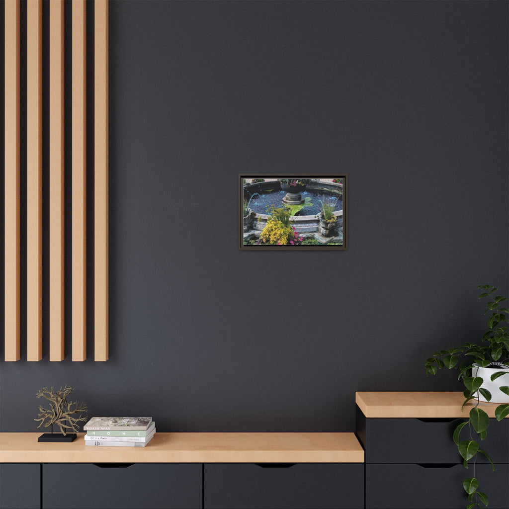 Framed Matte Canvas Fountain Garden Print