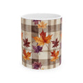 Autumn Plaid Maple Leaves Ceramic Mug (11oz & 15oz)