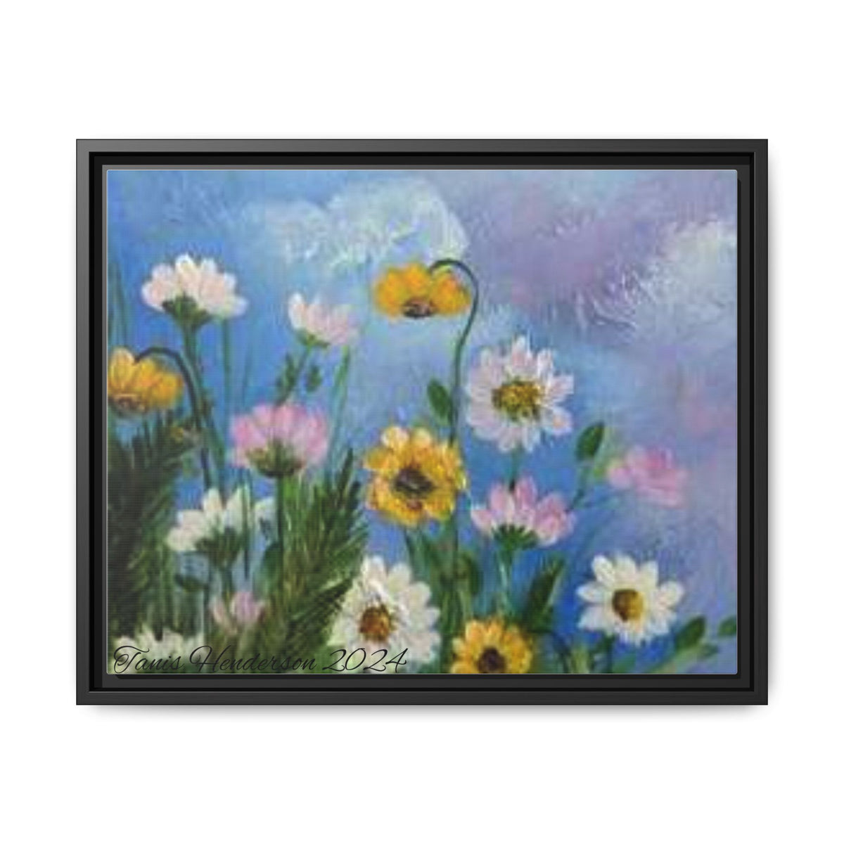 Framed Floral Meadow Canvas Print — Daisies & Wildflowers Art