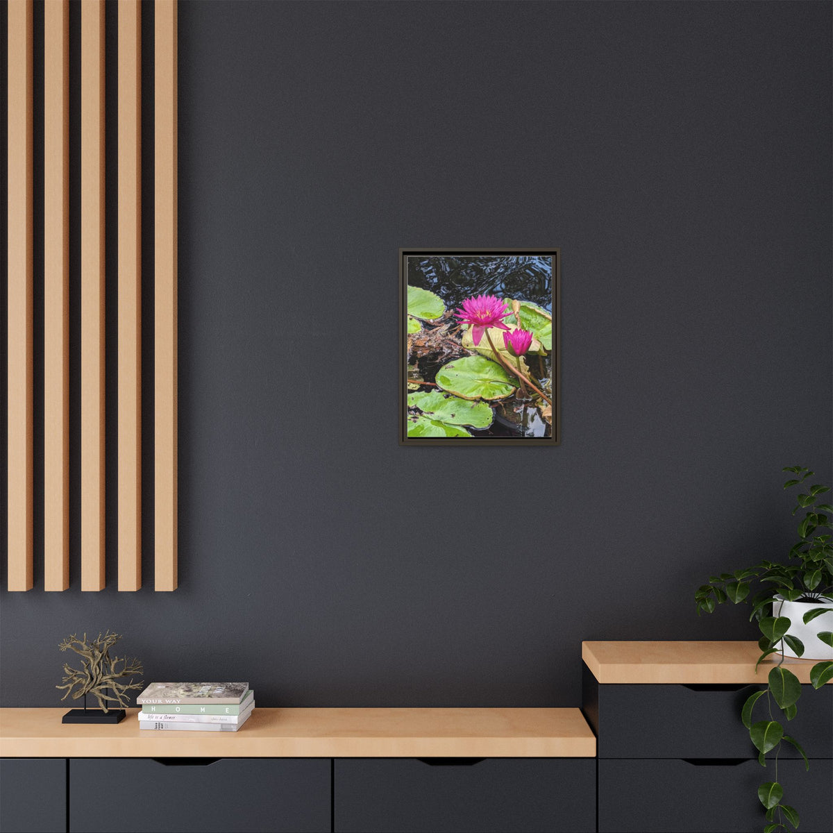 Pink Water Lily Matte Canvas Print (Framed)