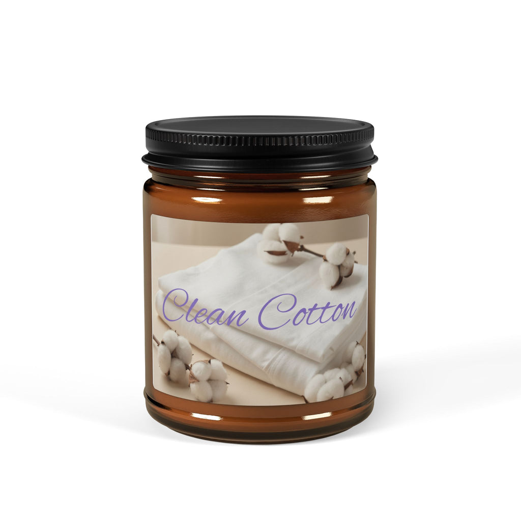Clean Cotton Scented Soy Candle — Amber Jar (Multi-Size)