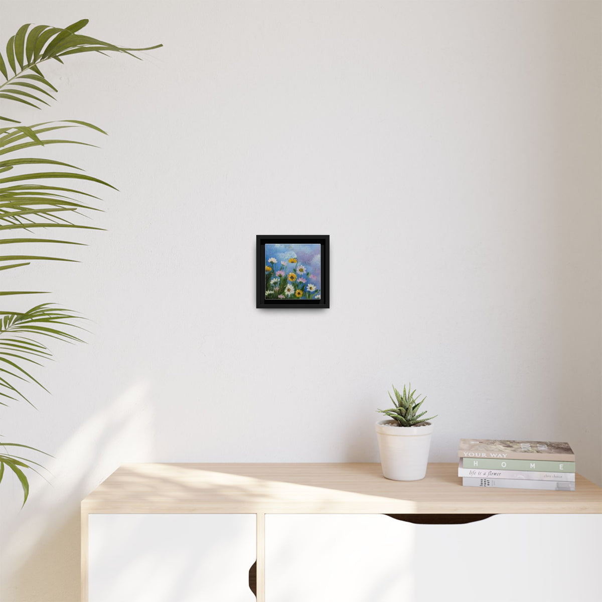 Framed Floral Meadow Canvas Print — Daisies & Wildflowers Art