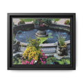 Framed Matte Canvas Fountain Garden Print