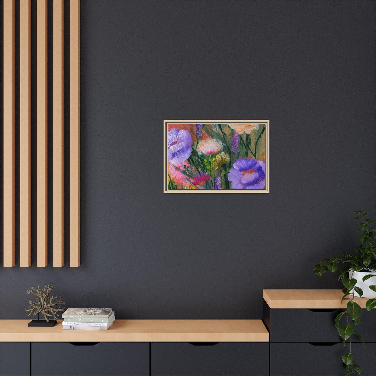 Framed Floral Canvas Print — Colorful Wildflower Bouquet Art