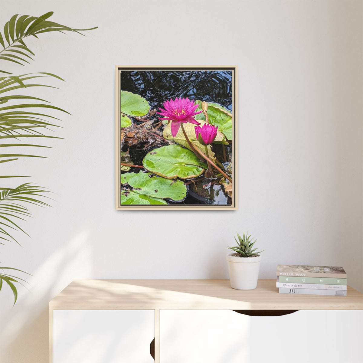 Pink Water Lily Matte Canvas Print (Framed)