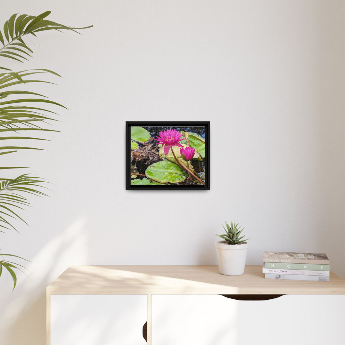 Pink Water Lily Matte Canvas Print (Framed)