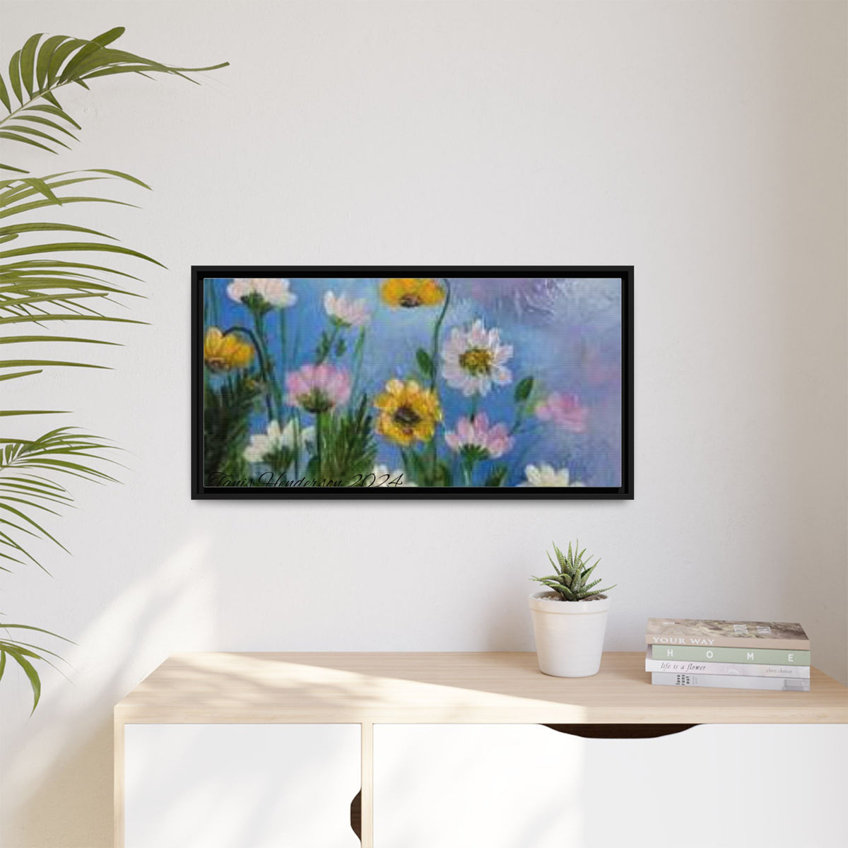 Framed Floral Meadow Canvas Print — Daisies & Wildflowers Art