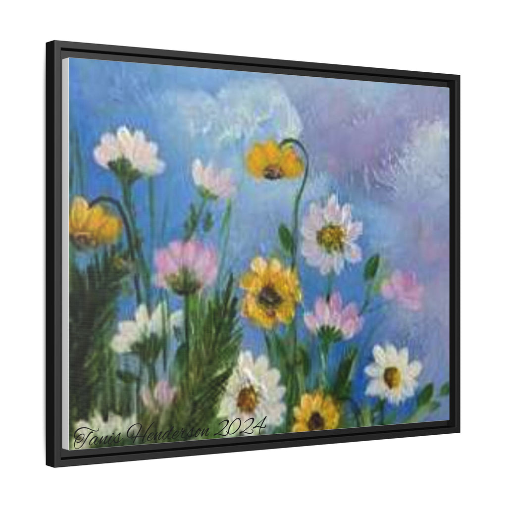 Framed Floral Meadow Canvas Print — Daisies & Wildflowers Art