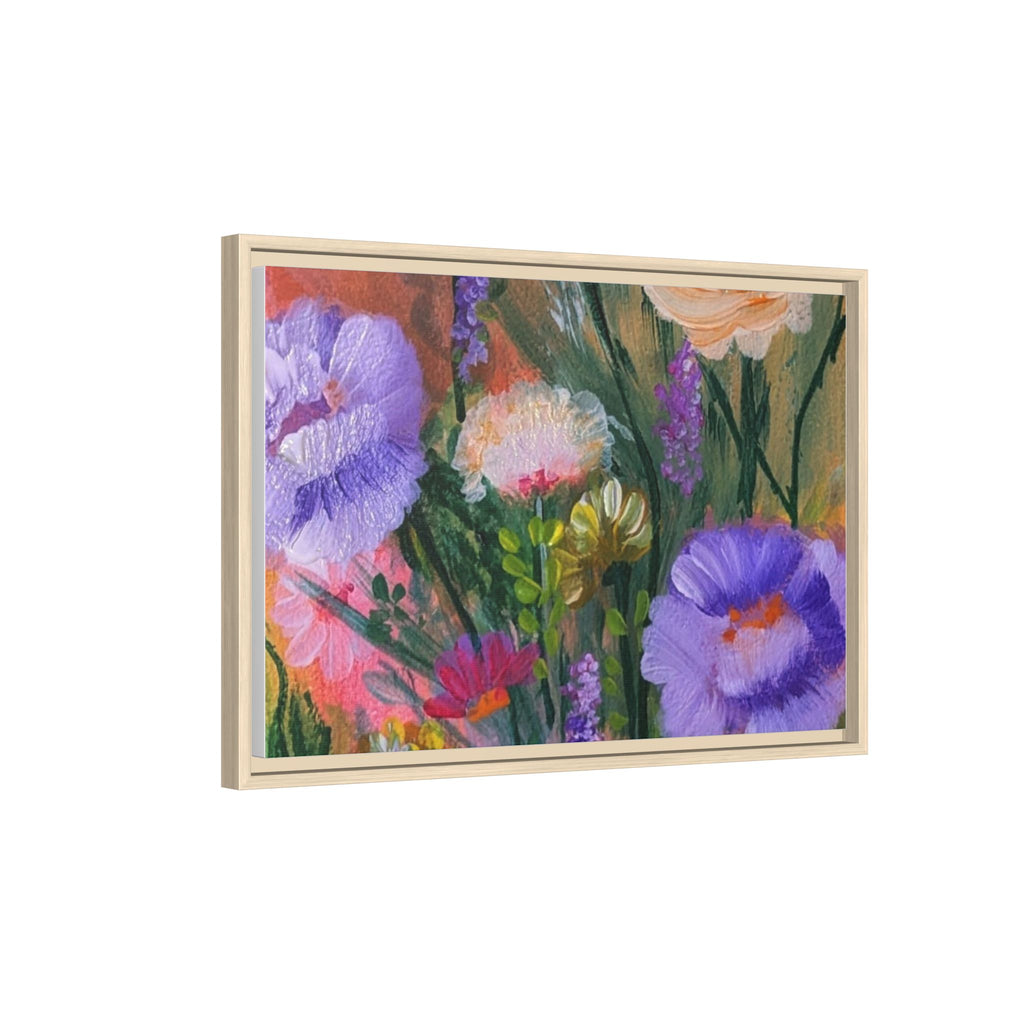 Framed Floral Canvas Print — Colorful Wildflower Bouquet Art