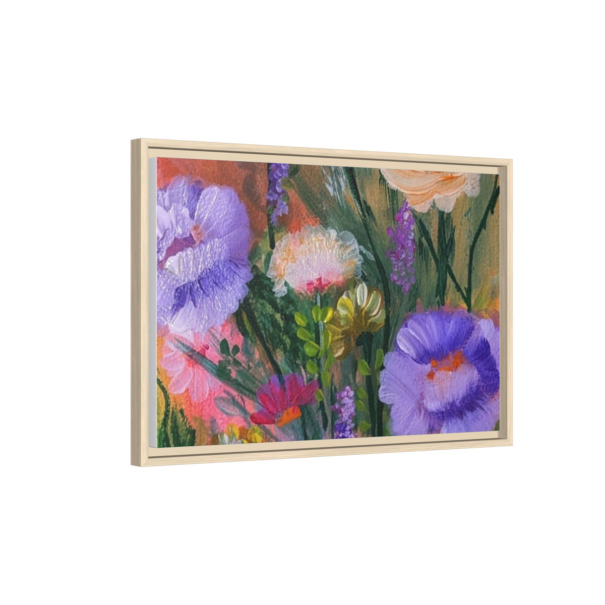 Framed Floral Canvas Print — Colorful Wildflower Bouquet Art