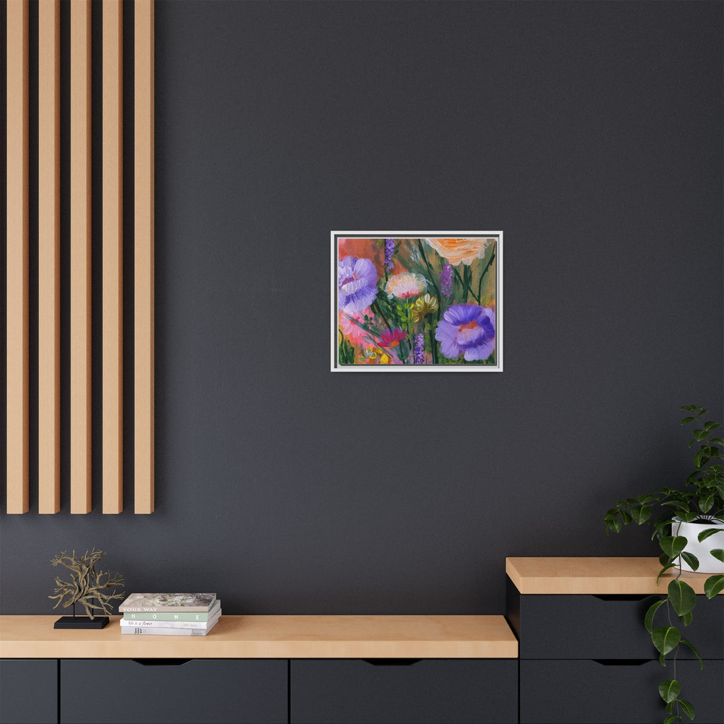 Framed Floral Canvas Print — Colorful Wildflower Bouquet Art
